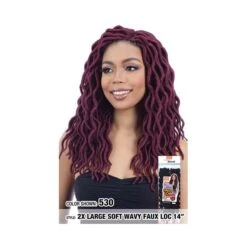 GLANCE Natte 2x LARGE FAUX LOCS WAVY 14" (Loop)