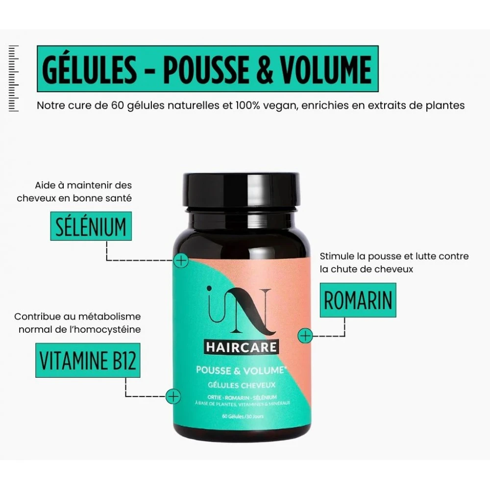 IN HAIRCARE Cure Pousse De Cheveux 1 Mois (60 Gélules) 3 IN HAIRCARE Cure Pousse De Cheveux 1 Mois (60 Gélules) – Image 3