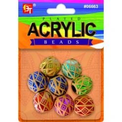 Perles Décoratives Rondes à Motif Pour Nattes ACRYLIC 06663