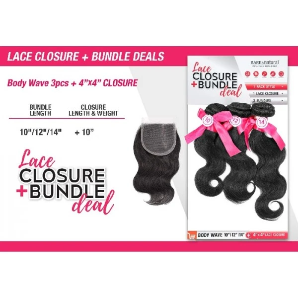 SENSAS Tissage BODY WAVE 10'' 12'' 14'' + Closure (Bare&Natural) 2 SENSAS Tissage BODY WAVE 10'' 12'' 14'' + Closure (Bare&Natural) – Image 2