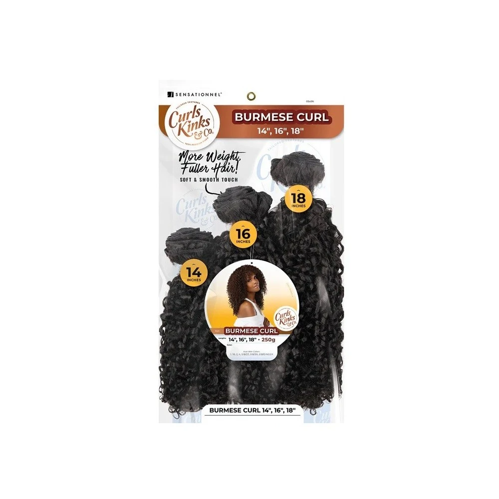 SENSAS Tissage BURMESE CURL 3PCS 14,"16",18" (Curls Kinks & Co) 2 SENSAS Tissage BURMESE CURL 3PCS 14,"16",18" (Curls Kinks & Co) – Image 2