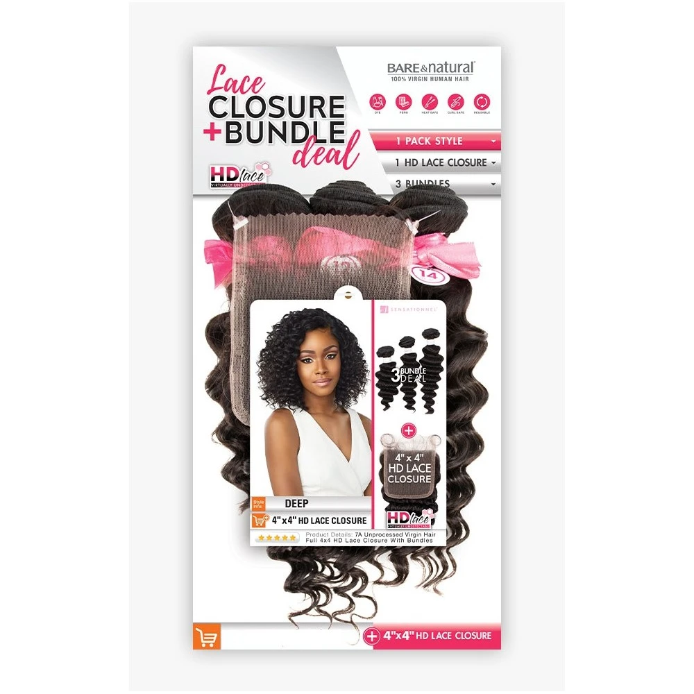 SENSAS Tissage HH DEEP 3PCS 14/16/18"+ HD Lace Closure 2 SENSAS Tissage HH DEEP 3PCS 14/16/18"+ HD Lace Closure – Image 2