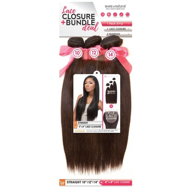 SENSAS Tissage STRAIGHT 14"16"18" + Closure (Bare&Natural) 1 SENSAS Tissage STRAIGHT 14"16"18" + Closure (Bare&Natural)